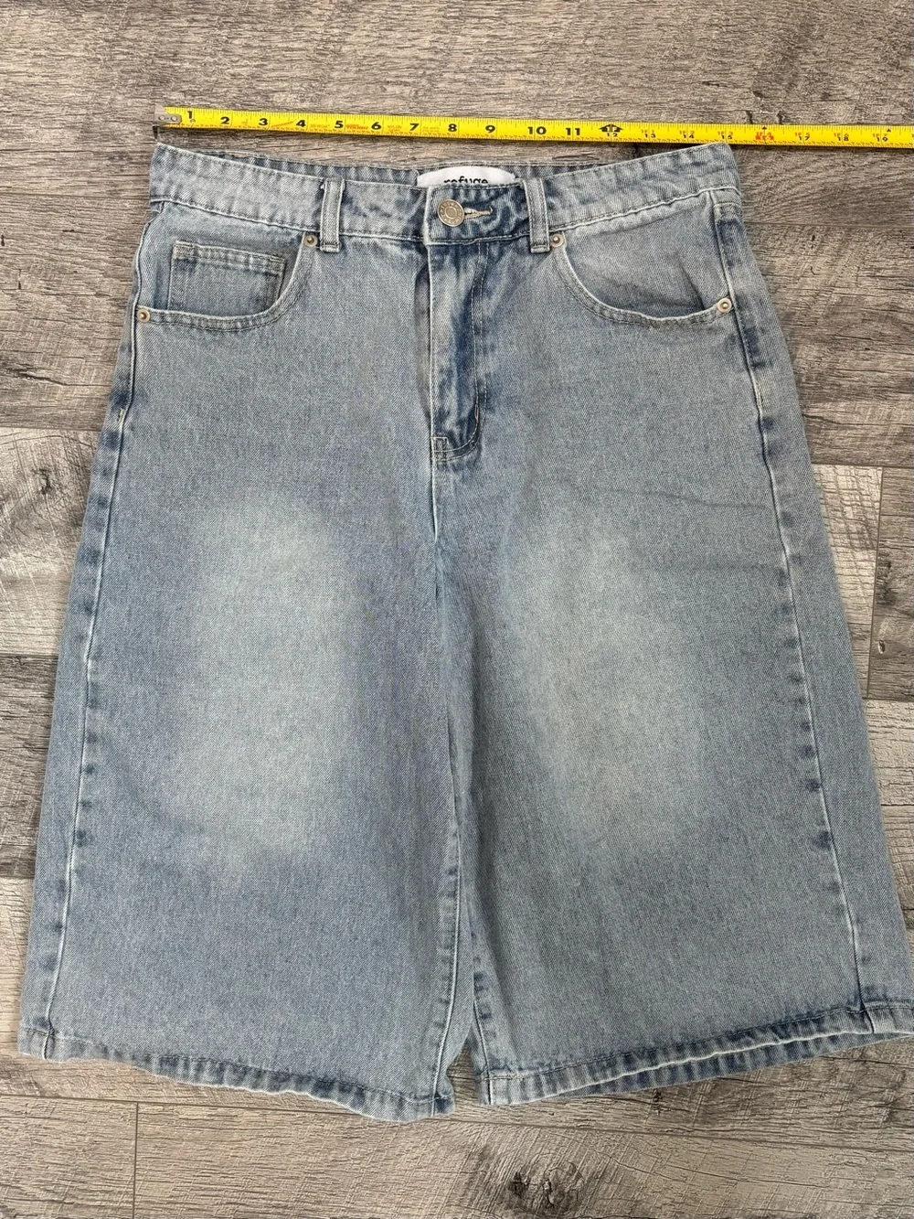 Refuge High Waisted Wide Leg Denim Jorts Faded Black Skater Baggy Shorts S/P Y2K